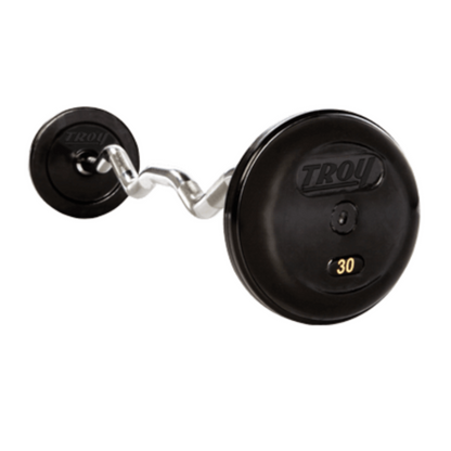 TROY RUFC-R Pro Style Curl Barbell- Rubber-Encased Plates - RUFC-020R