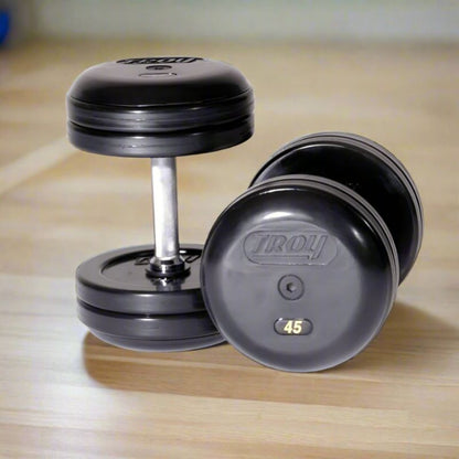 TROY RUFD-R Pro-Style Rubber Encased Dumbbell Straight Handle & Rubber Endcaps - RUFD-00