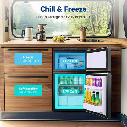 Bodegacooler RV Refrigerater Upright Freezer Dual Doors 80L/2.82 Cu.ft - DR80
