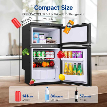 Bodegacooler RV Refrigerater Upright Freezer Dual Doors 80L/2.82 Cu.ft - DR80