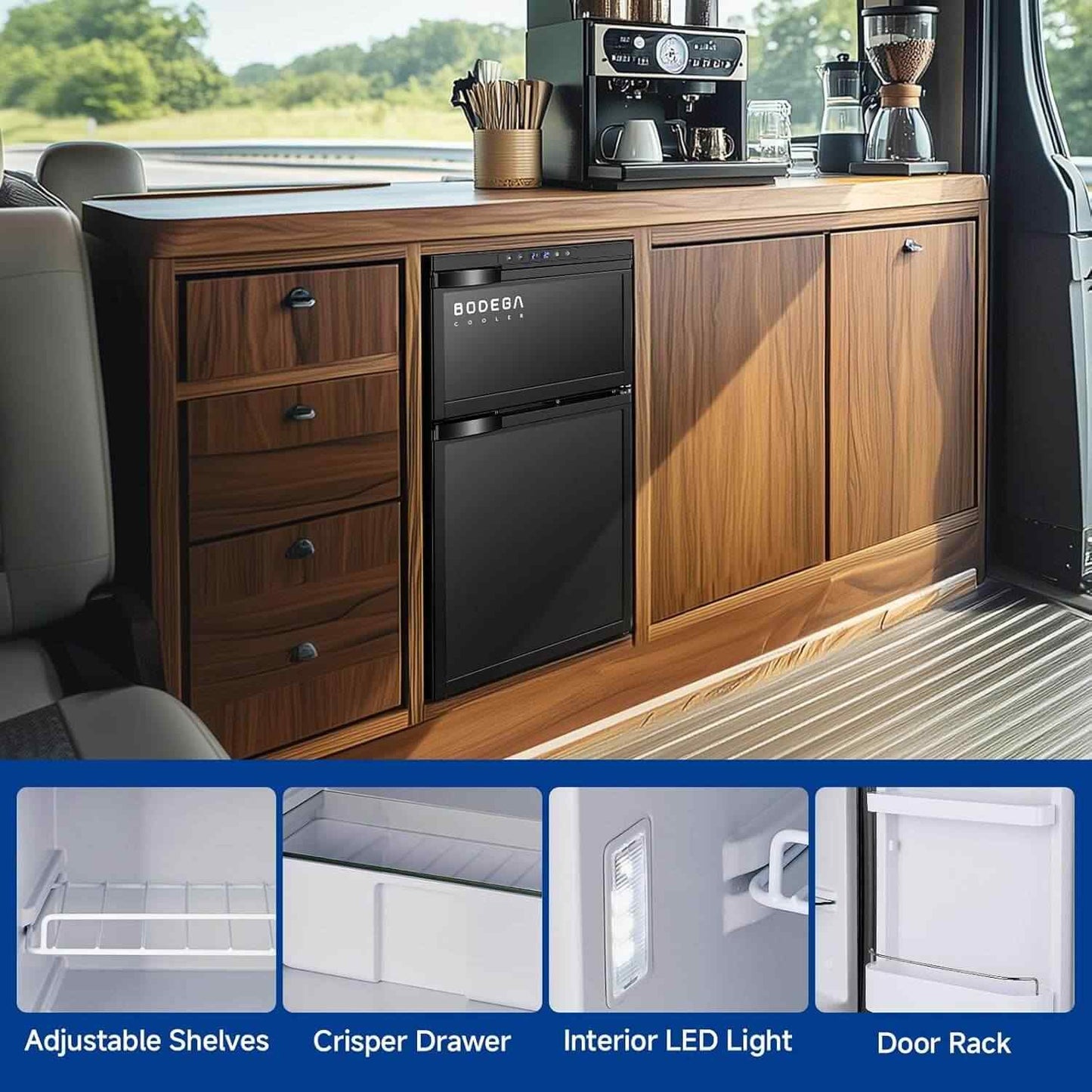 Bodegacooler RV Refrigerater Upright Freezer Dual Doors 80L/2.82 Cu.ft - DR80