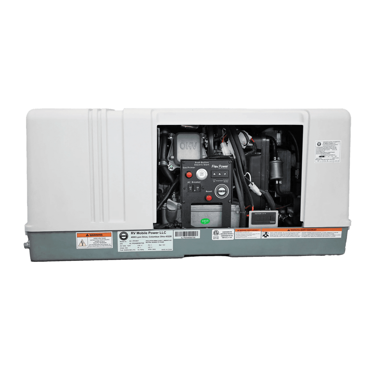 RVMP Flex Power 4000i Dual Fuel Mobile Generator 4.0kW Single Phase 120V 224cc OHV Air Cooled Gas or Propane New