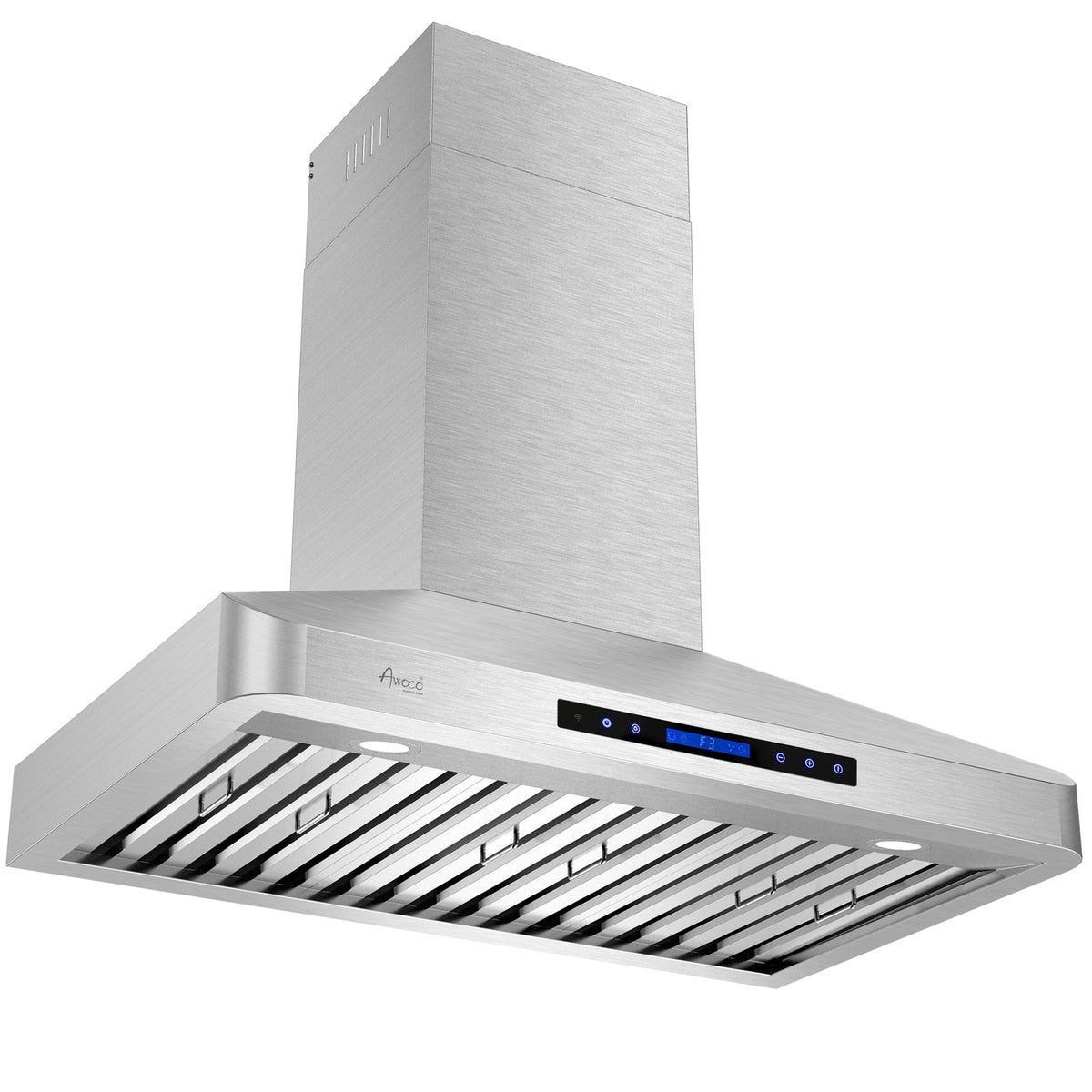 Awoco RH-WT Wall Mount Stainless Steel Range Hood, 4 Speeds, 6” Round Top Vent, 900CFM, 2 LED Lights, with Remote Control - RH-WT-30