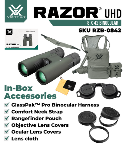 Vortex Optics Razor UHD 8x42 Waterproof Binocular (RZB-0842) - RZB-0842