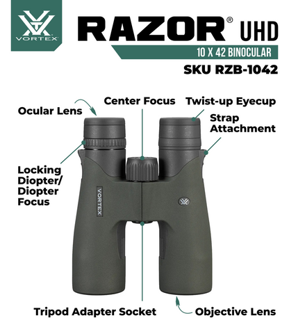 Vortex Optics Razor UHD 10x42 Waterproof Binocular (RZB-1042) - RZB-1042