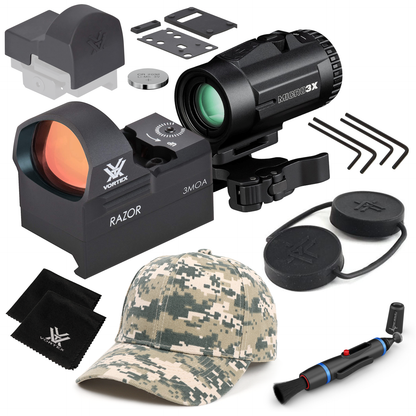 Vortex Optics Razor Red Dot Sight, 3 MOA Dot RZR-2001 with Free Hat and Wearable4U Bundle - RZR-2001_Hat-CD
