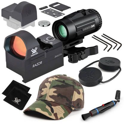 Vortex Optics Razor Red Dot Sight, 3 MOA Dot RZR-2001 with Free Hat and Wearable4U Bundle - RZR-2001_Hat-CD