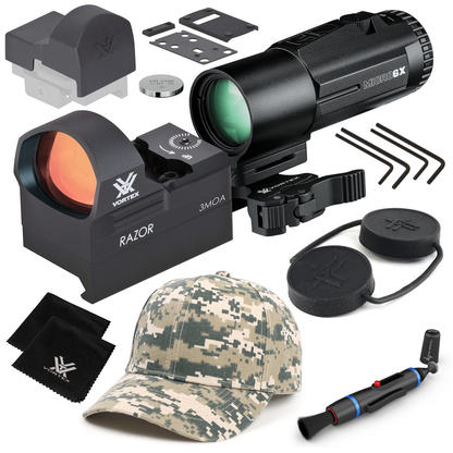 Vortex Optics Razor Red Dot Sight, 3 MOA Dot RZR-2001 with Free Hat and Wearable4U Bundle - RZR-2001_Hat-CD