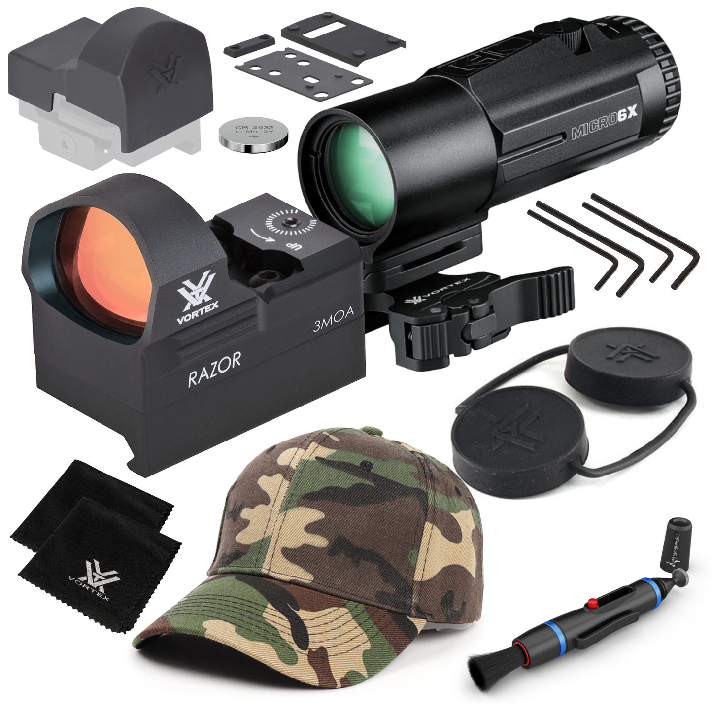 Vortex Optics Razor Red Dot Sight, 3 MOA Dot RZR-2001 with Free Hat and Wearable4U Bundle - RZR-2001_Hat-CD