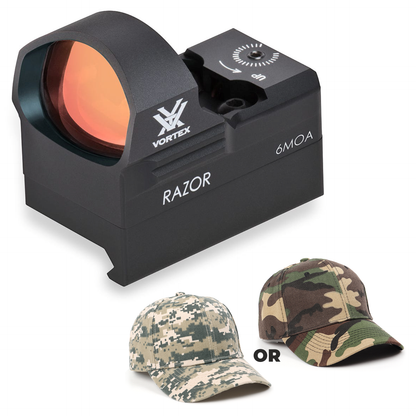 Vortex Optics Razor Red Dot Sight 6 MOA Dot with Wearable4U Bundle - RZR-2003_Hat-CF