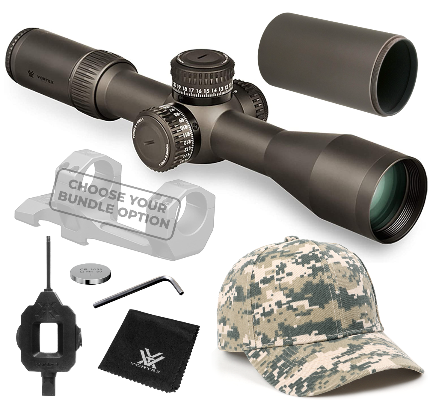 Vortex Optics Razor HD Gen II 4.5-27x56 FFP Riflescope EBR-7C MOA, 34mm Tube with Wearable4U Mount and Hat Bundle - RZR-42707_Hat-CD