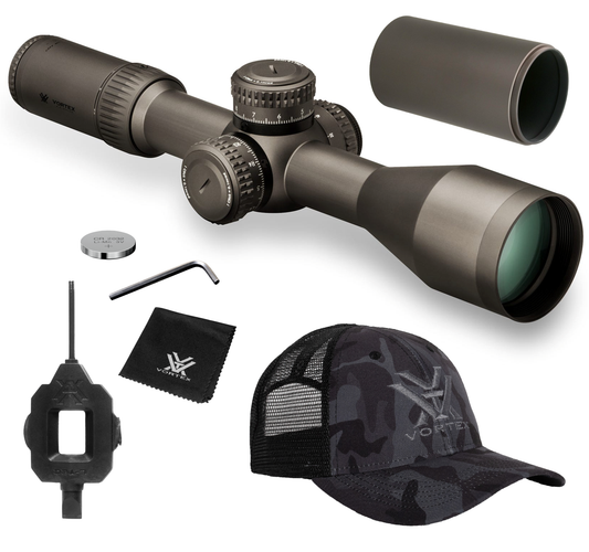 Vortex Optics Razor HD Gen II 4.5-27x56 FFP Riflescope EBR-7C (MRAD), 34mm Tube with Vortex Optics Free Hat, Black Camo Bundle - RZR-42708_121-53-BCA