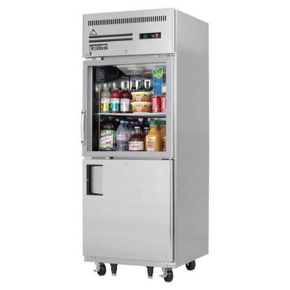 Everest Commercial 29" 1 Glass 1 Solid Door Reach-In Refrigerator 23 Cu.ft. - EGSH2