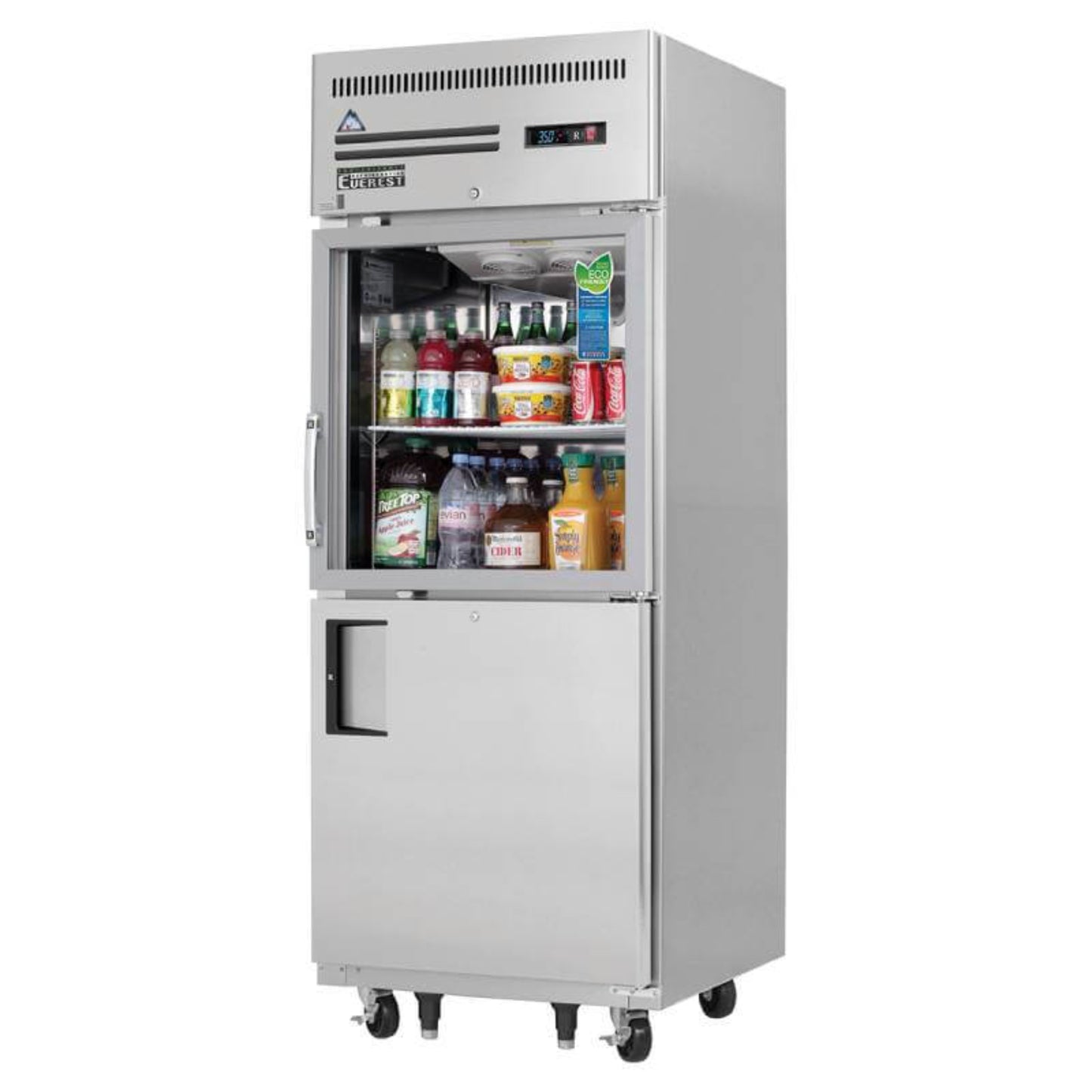 Everest Commercial 29" 1 Glass 1 Solid Door Reach-In Refrigerator 23 Cu.ft. - EGSH2