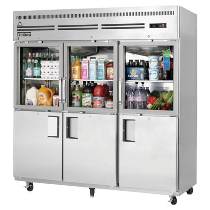 Everest Commercial 74" 3 Glass 3 Solid Door Reach-In Refrigerator 71 cu.ft. - EGSH6