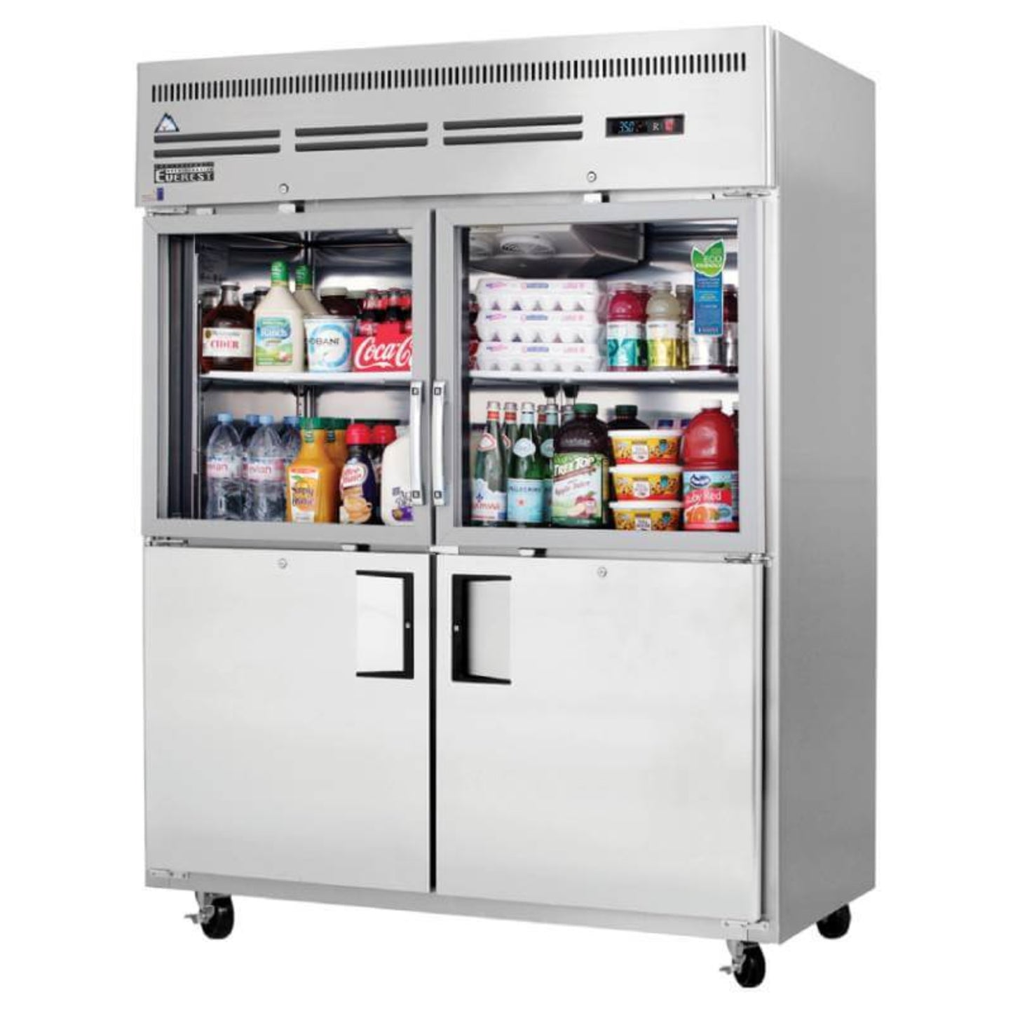 Everest Commercial 59" Reach-In Refrigerator 2 Glass 2 Solid Door 55cu.ft. - EGSWH4