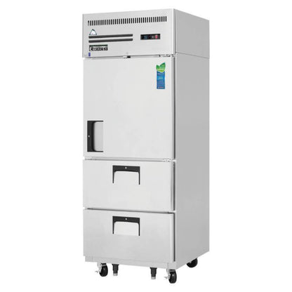 Everest - ESR1D2 Commercial 29" Solid Door Reach-In 1 door 2 Drawers Refrigerator 23 cu.ft. - ESR1D2