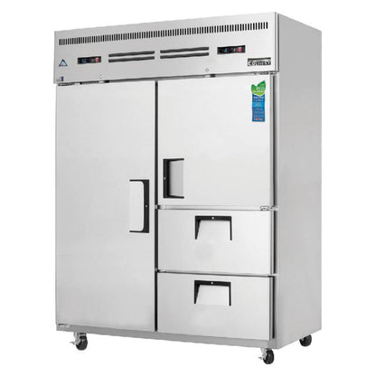 Everest - ESWQ2D2, Commercial 59" Two Solid Door Reach-In Refrigerator F 13 cu.ft. / R 39 cu.ft. - ESWQ2D2