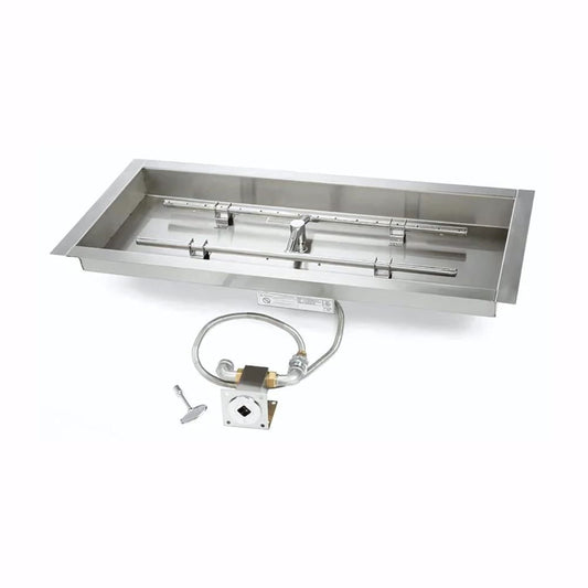 30″ Rectangle Match Lit Fire Pit Kit - MLFPK30x12-H-FLEX-NG