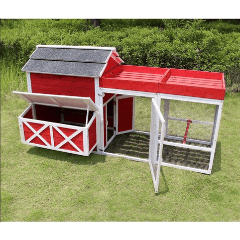 Merry Products & Garden Red Barn Chicken Coop with Roof Top Planter - PTH0310010401