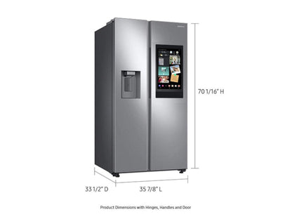 SAMSUNG 36" 26.7 cu. ft. Standard Depth Large Capacity Side-by-Side Refrigerator with Touch Screen Family Hub in Stainless Steel - RS27T5561SR/AA