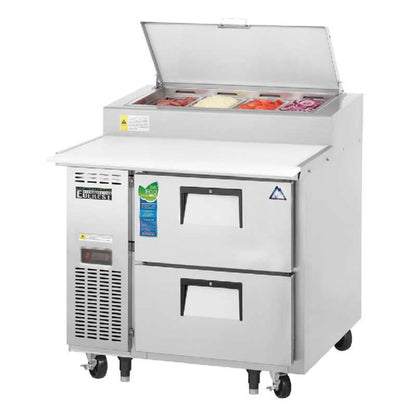 Everest - EPPR1-D2, Commercial 35" 4 Pan Pizza Prep Table Refrigerator - EPPR1-D2