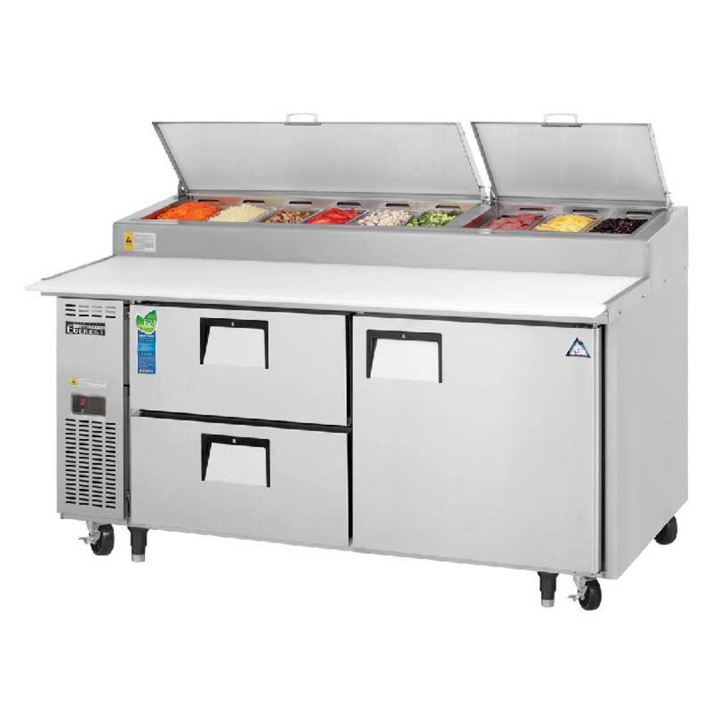 Everest - EPPR2, Commercial 71" 9 Pan Pizza Prep Table Refrigerator - EPPR2