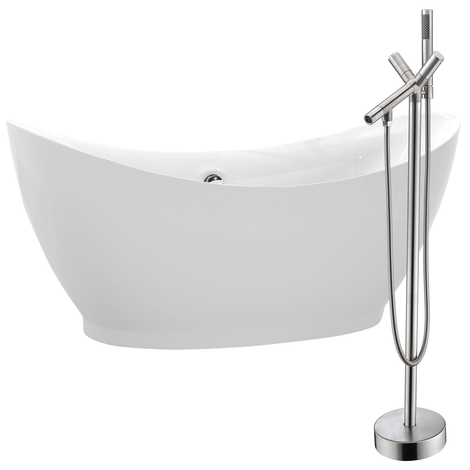 Anzzi Reginald 68 in. Acrylic Soaking Bathtub in White with Kros Faucet FTAZ091 - FTAZ091-0025C