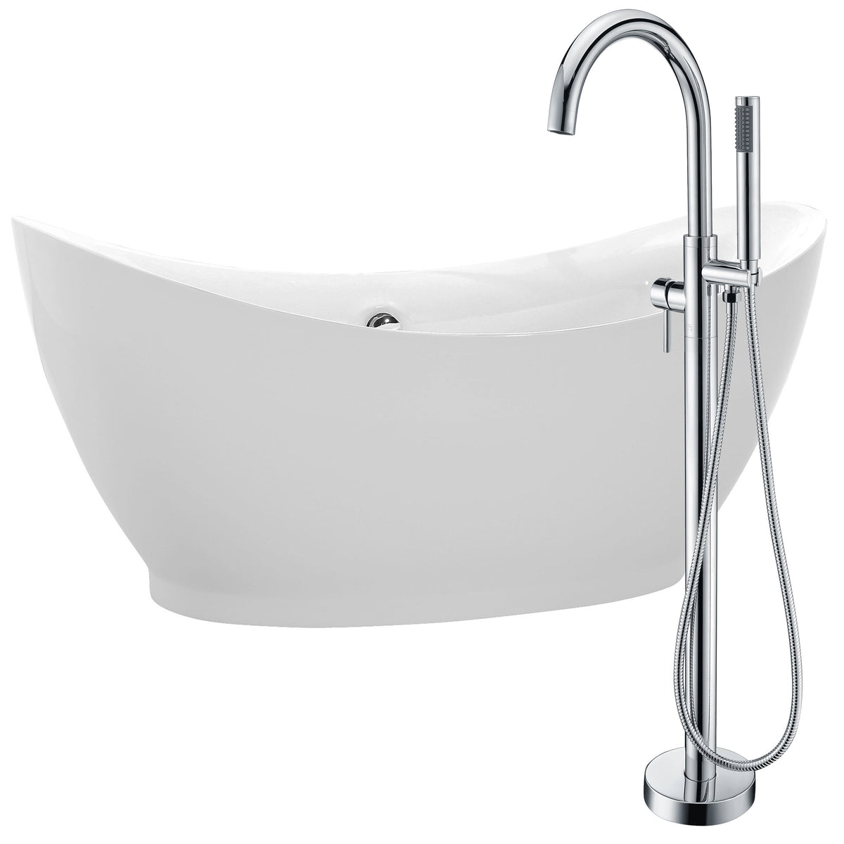 Anzzi Reginald 68 in. Acrylic Soaking Bathtub in White with Kros Faucet FTAZ091 - FTAZ091-0025C