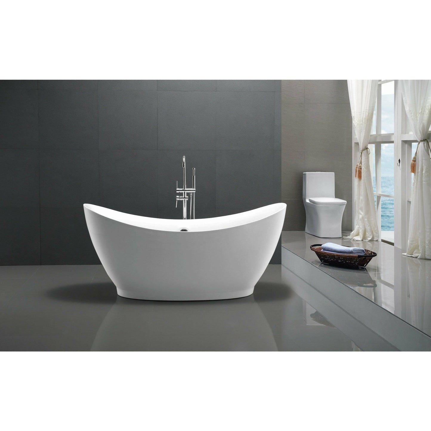Anzzi Reginald Series 5.67 ft. Freestanding Bathtub in White FT-AZ091 - FT-AZ091