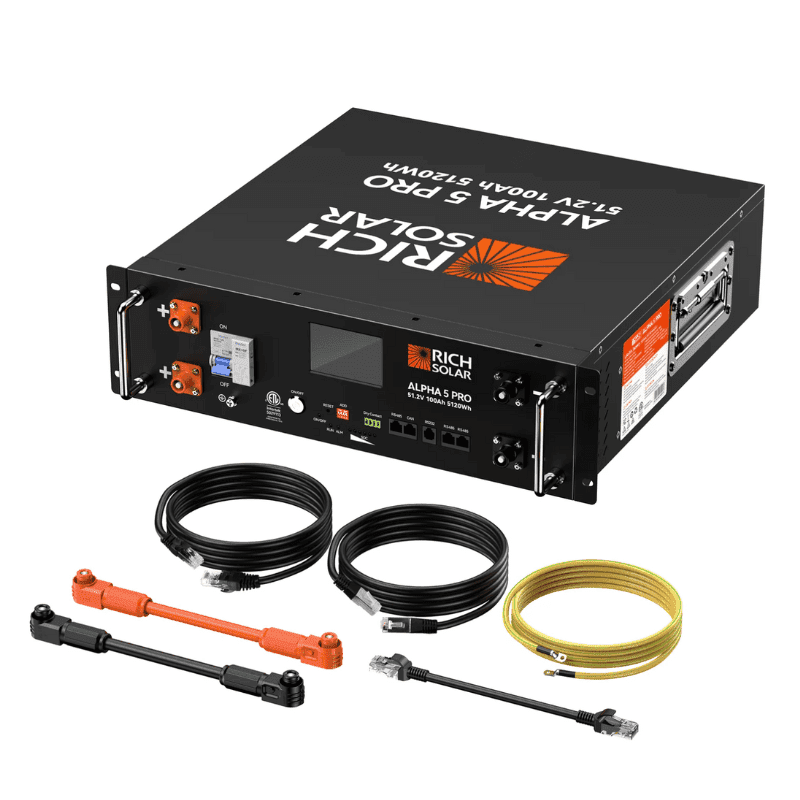 Rich Solar ALPHA 5 PRO Server Rack Battery | 51.2V 100Ah LiFePO4 Battery | 7,000 Lifetime Cycles | 10 Year Warranty | UL1973, UL9540A Certified