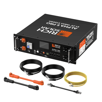 Rich Solar ALPHA 5 PRO Server Rack Battery | 51.2V 100Ah LiFePO4 Battery | 7,000 Lifetime Cycles | 10 Year Warranty | UL1973, UL9540A Certified