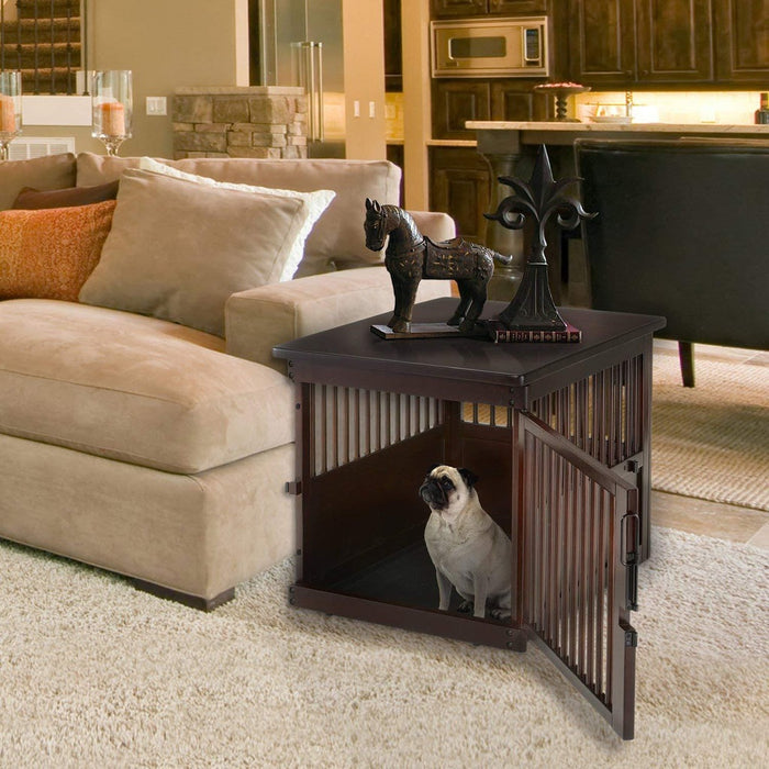 Richell Large End Table, Wooden Dog Crate Kennel - 94917