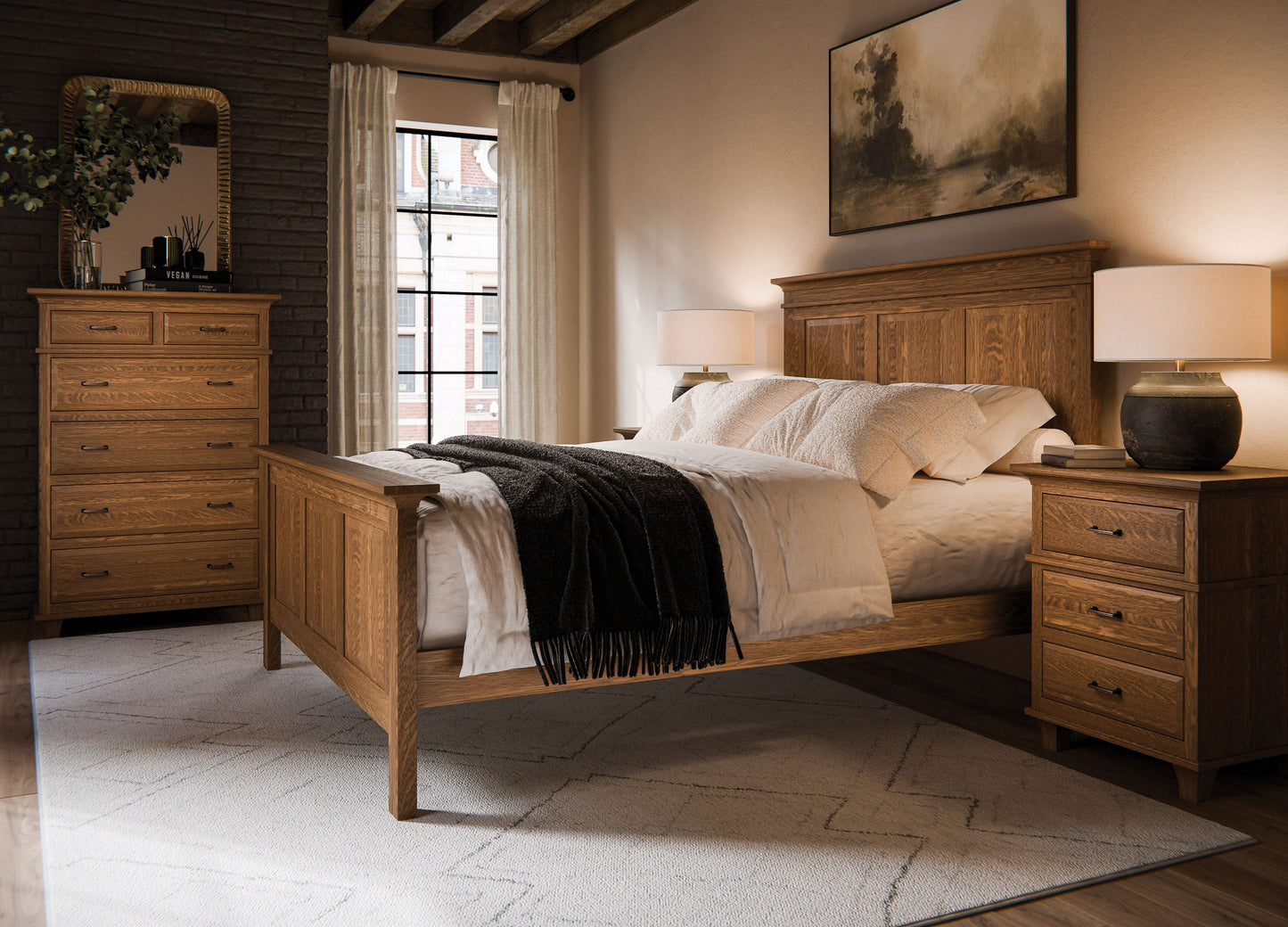 QW Amish Rockwell Bed - 647P-400Q