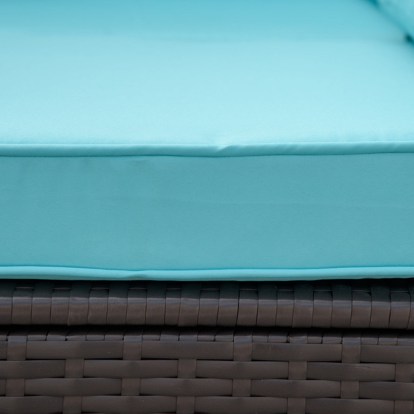 Outsunny 7-Piece All-Weather PE Rattan Sectional Sofa with Glass Coffee Table & Cushions, Turquoise - 860-020CF