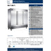 SABA S-72R - Three Door Commercial Reach-In Stainless Steel Cooler - S-72R