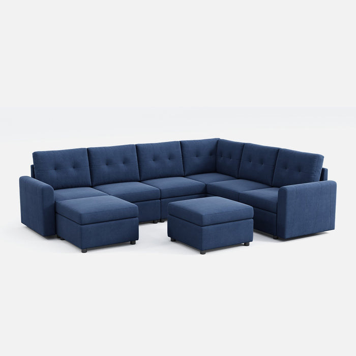 LINSY HOME RUBIK III 5 Seats With Corner & 2 Ottomans - US-LH-SPF-Sofa-S800-A11-521-0-00