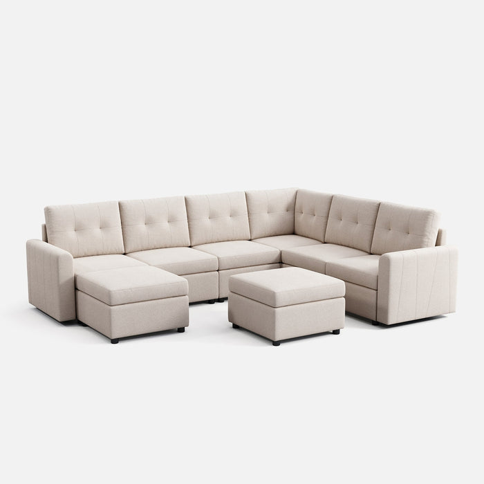 LINSY HOME RUBIK III 5 Seats With Corner & 2 Ottomans - US-LH-SPF-Sofa-S800-A11-521-0-00