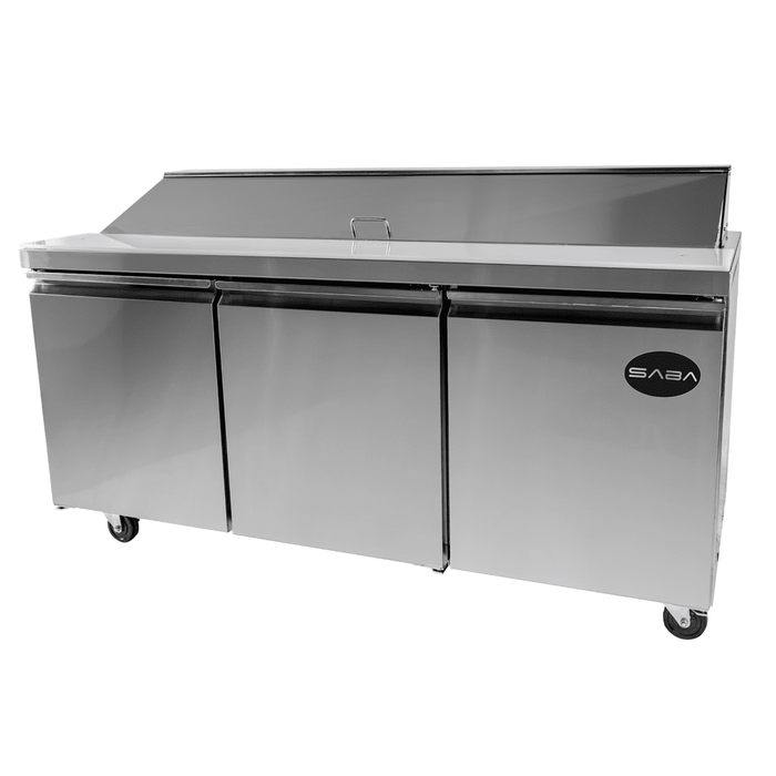 SABA SPS-72-18 - 72" Three Door Commercial Sandwich Prep Table with 18 Pans - SPS-72-18