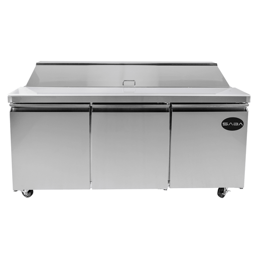 SABA SPS-72-18 - 72" Three Door Commercial Sandwich Prep Table with 18 Pans - SPS-72-18