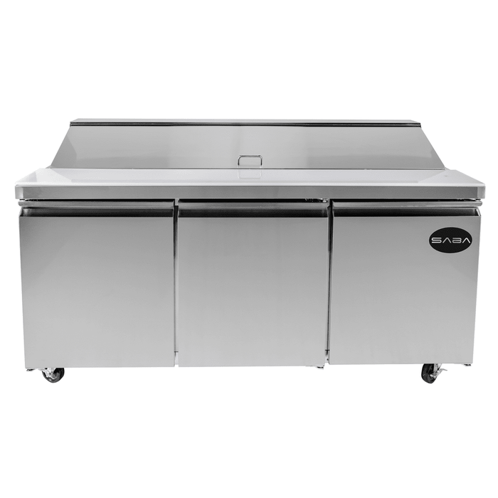 SABA SPS-72-18 - 72" Three Door Commercial Sandwich Prep Table with 18 Pans - SPS-72-18