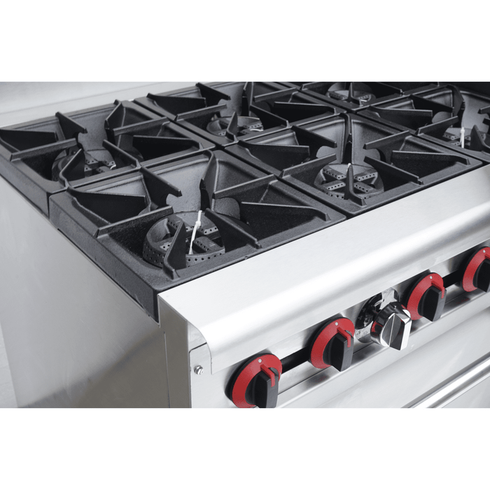 SABA GR60-G24 - Commercial Gas Range 6 Burner with 24" Gas Griddle & Bottom Oven - GR60-G24