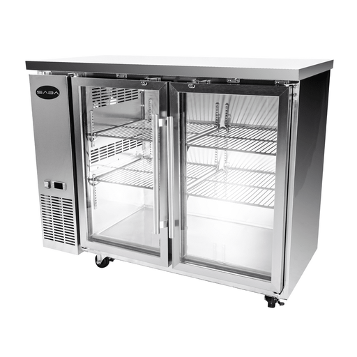 SABA SBB-24-48GSS - 24" Depth 48" Two Glass Door Commercial Back Bar Cooler Stainless Steel - SBB-24-48GSS