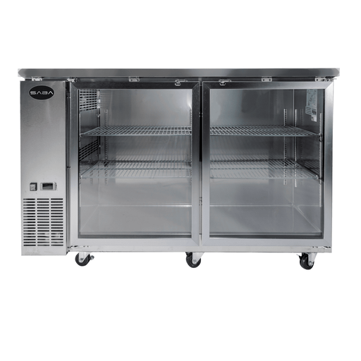 SABA SBB-24-48GSS - 24" Depth 48" Two Glass Door Commercial Back Bar Cooler Stainless Steel - SBB-24-48GSS