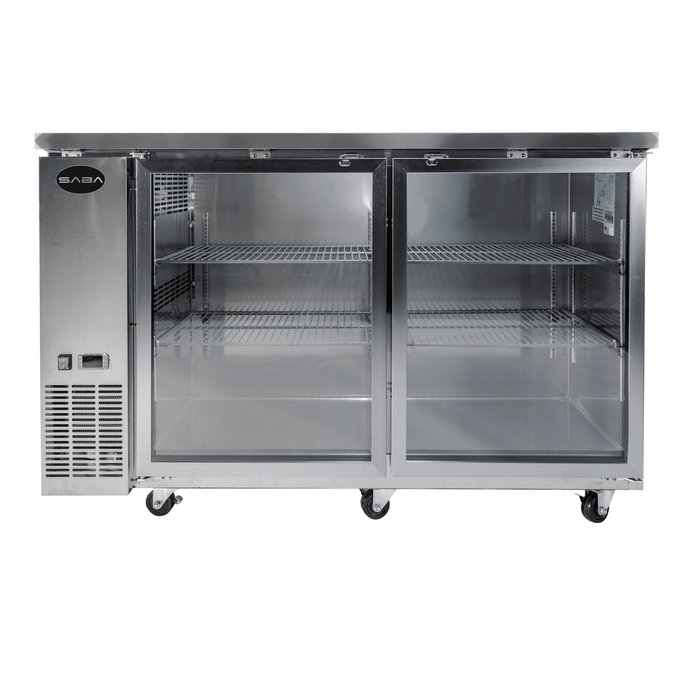 SABA SBB-24-48GSS - 24" Depth 48" Two Glass Door Commercial Back Bar Cooler Stainless Steel - SBB-24-48GSS