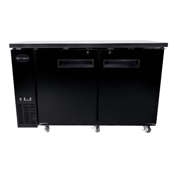 SABA SBB-27-69B - 27" Depth 69" Two Door Commercial Back Bar Cooler Black - SBB-27-69B