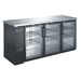 SABA SBB-24-72G - 24" Depth 72" Three Glass Door Commercial Back Bar Cooler Black - SBB-24-72G