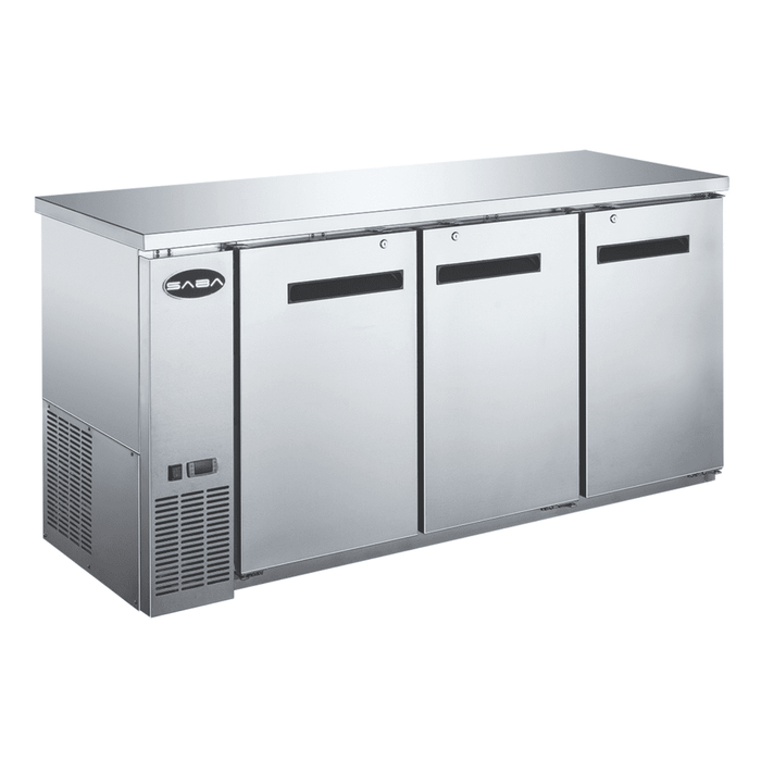 SABA SBB-24-72SS - 24" Depth 72' Three Door Commercial Back Bar Cooler Stainless Steel - SBB-24-72SS