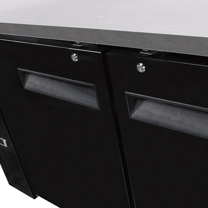 SABA SBB-27-58B - 27" Depth 58" Two Door Commercial Back Bar Cooler Black - SBB-27-58B