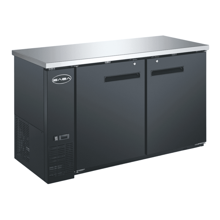 SABA SBB-27-58B - 27" Depth 58" Two Door Commercial Back Bar Cooler Black - SBB-27-58B